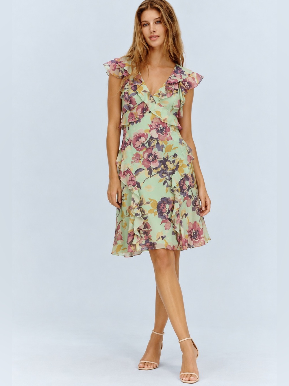 NWT Lauren Ralph Lauren Floral Georgette Drop Waist Dress Sz 8
